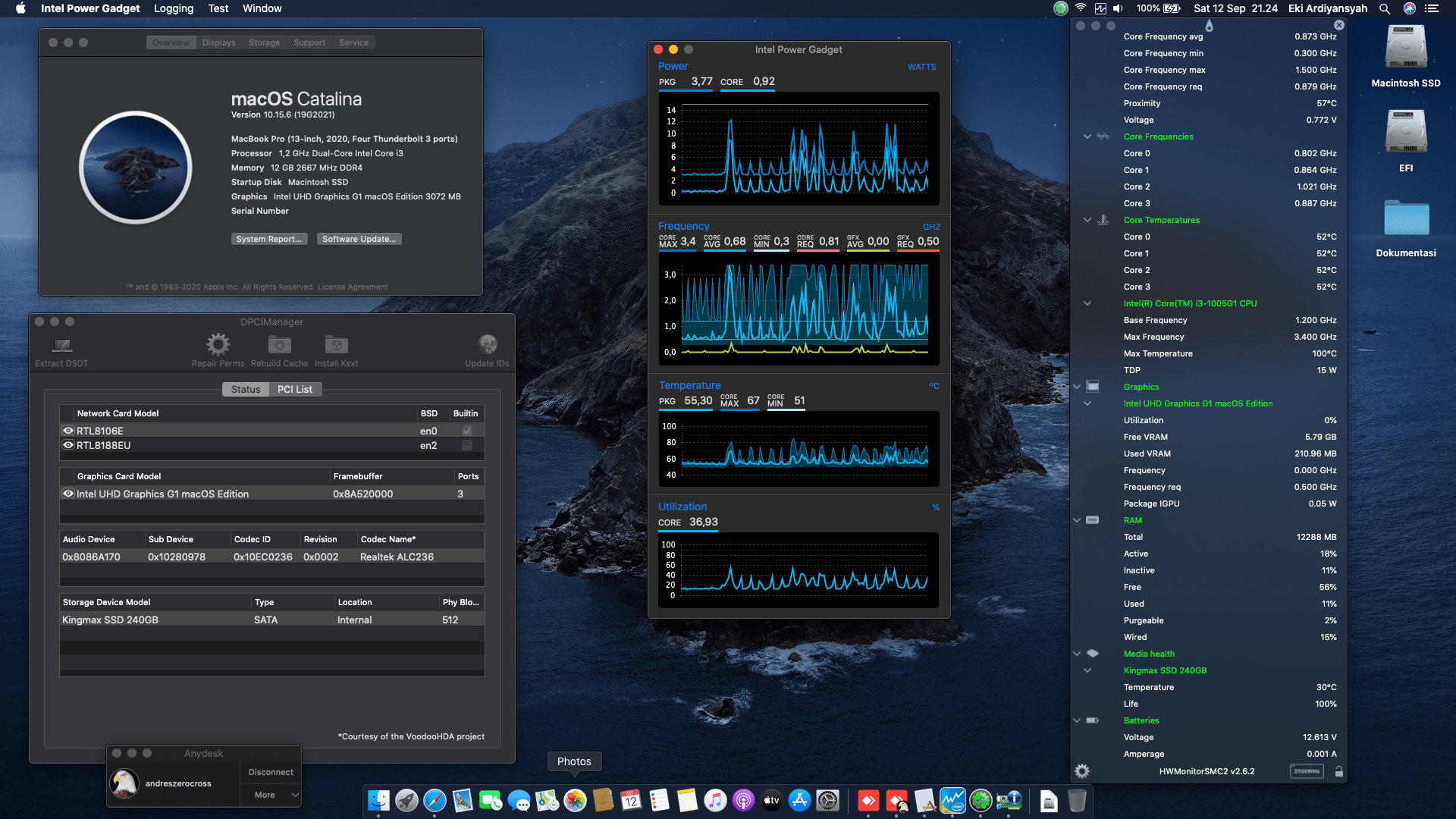 Success Hackintosh macOS Catalina 10.15.6 Build 19G2021 in Dell Inspiron 14-3493